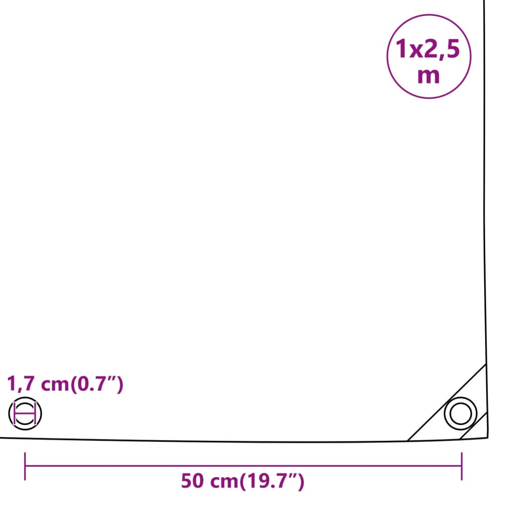 Presenning grå 1x2,5 m 650 g/m²