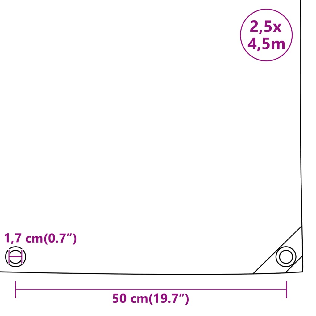 Presenning grå 2,5x4,5 m 650 g/m²