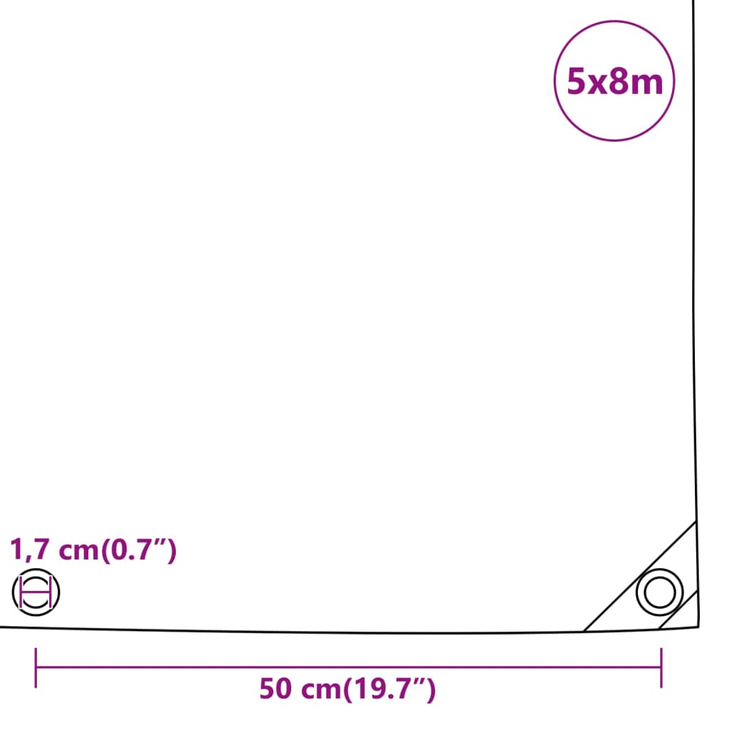 Presenning grå 5x8 m 650 g/m²