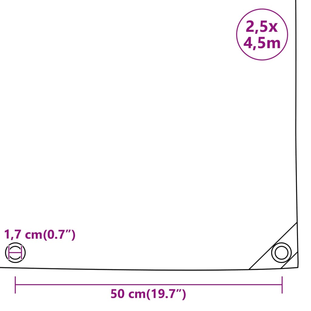 Presenning hvit 2,5x4,5 m 650 g/m²
