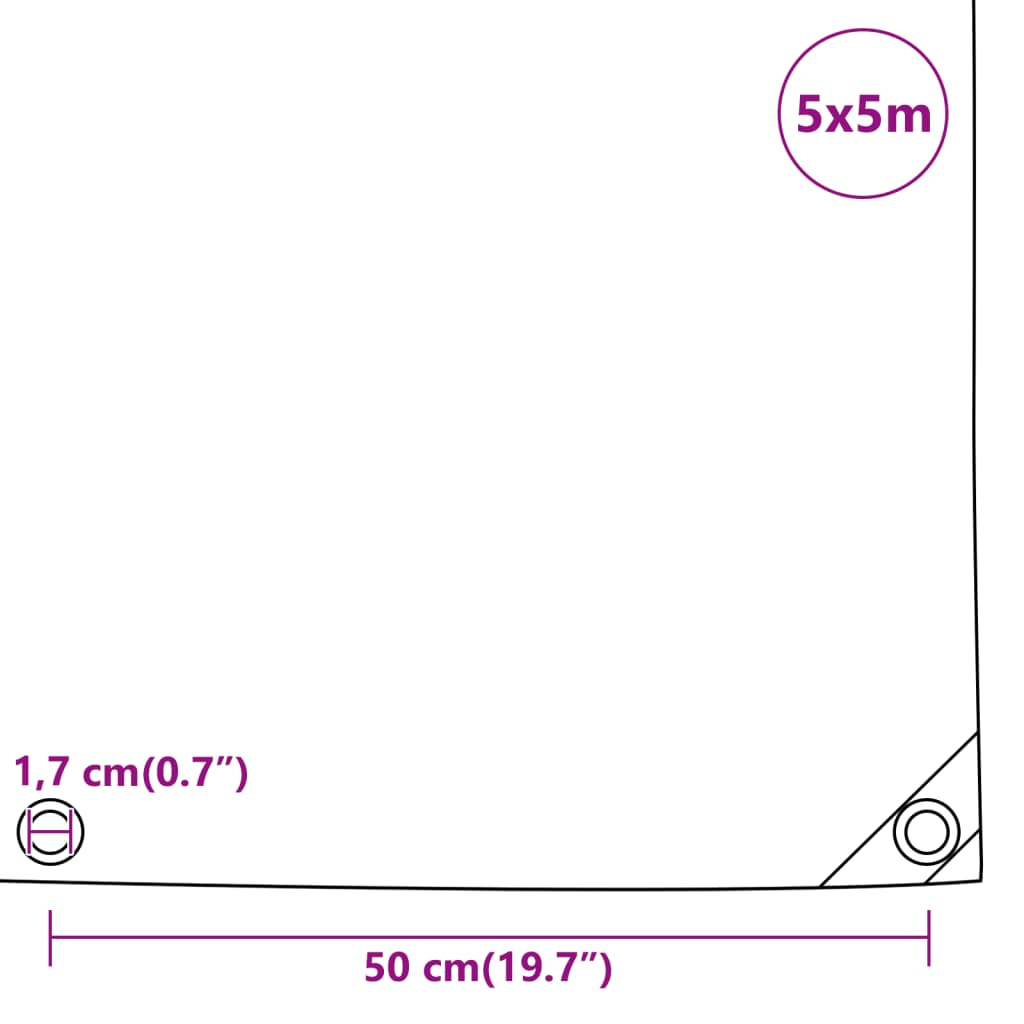 Presenning svart 5x5 m 650 g/m²