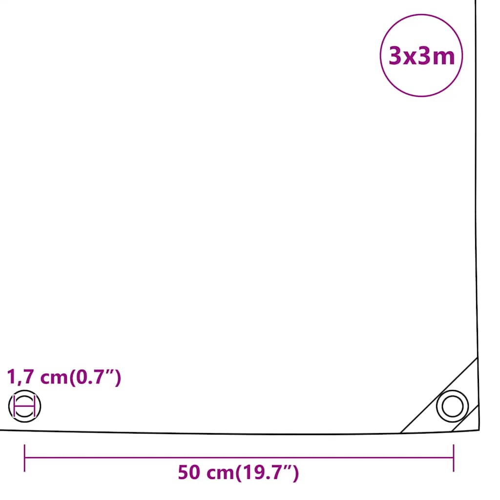Presenning antrasitt 3x3 m 650 g/m²