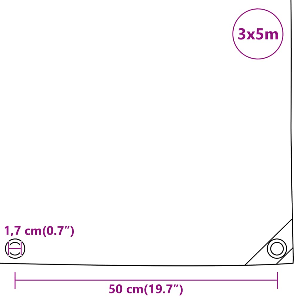 Presenning antrasitt 3x5 m 650 g/m²