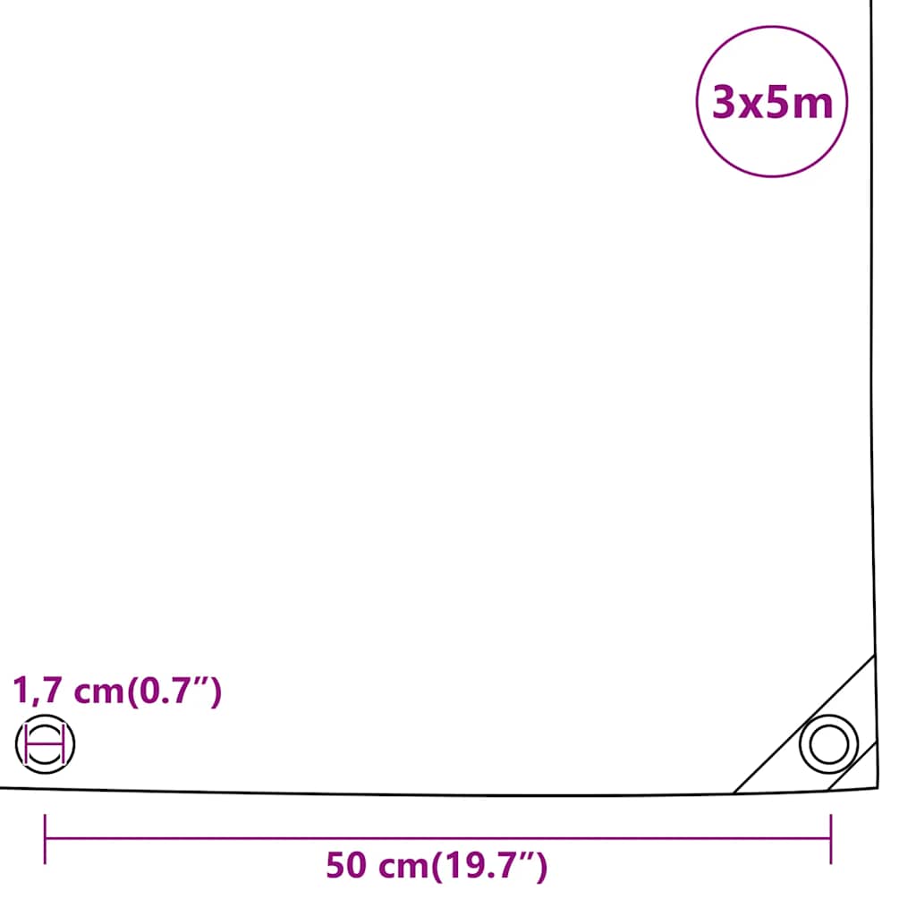 Presenning antrasitt 3x5 m 650 g/m²