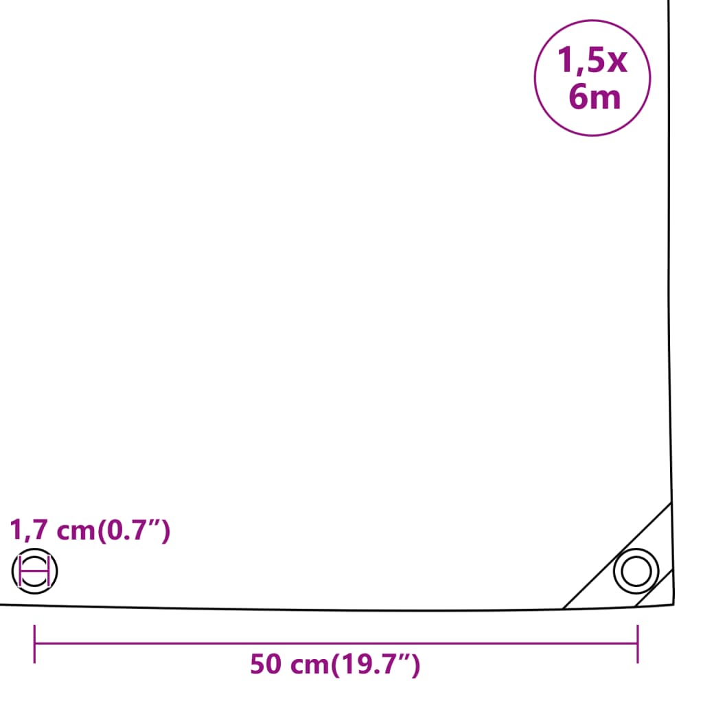 Presenning antrasitt 1,5x6 m 650 g/m²