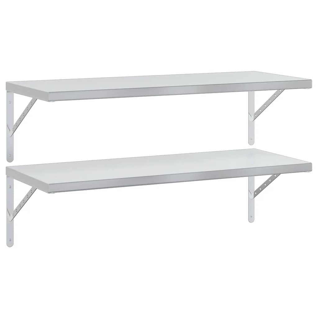 Vegghyller 2 stk 100x40 cm sølv rustfritt stål
