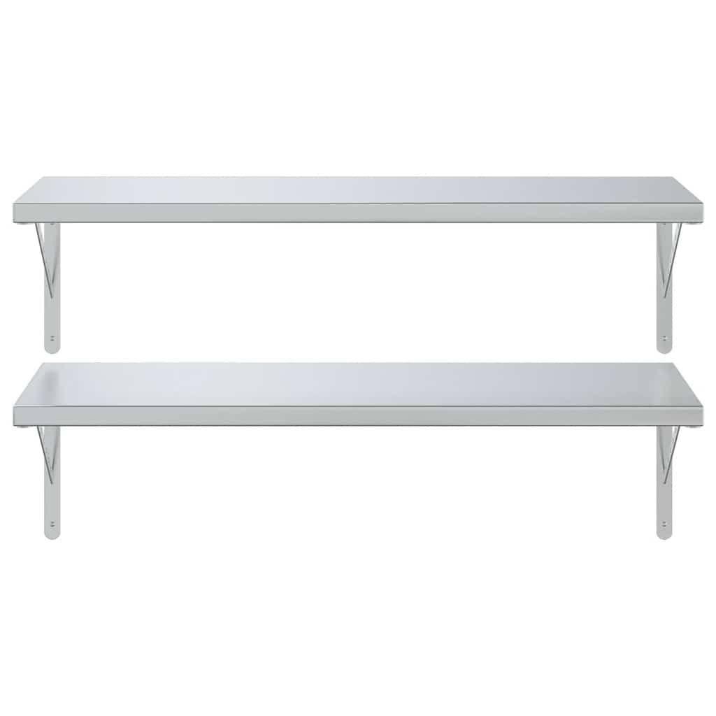Vegghyller 2 stk 100x40 cm sølv rustfritt stål