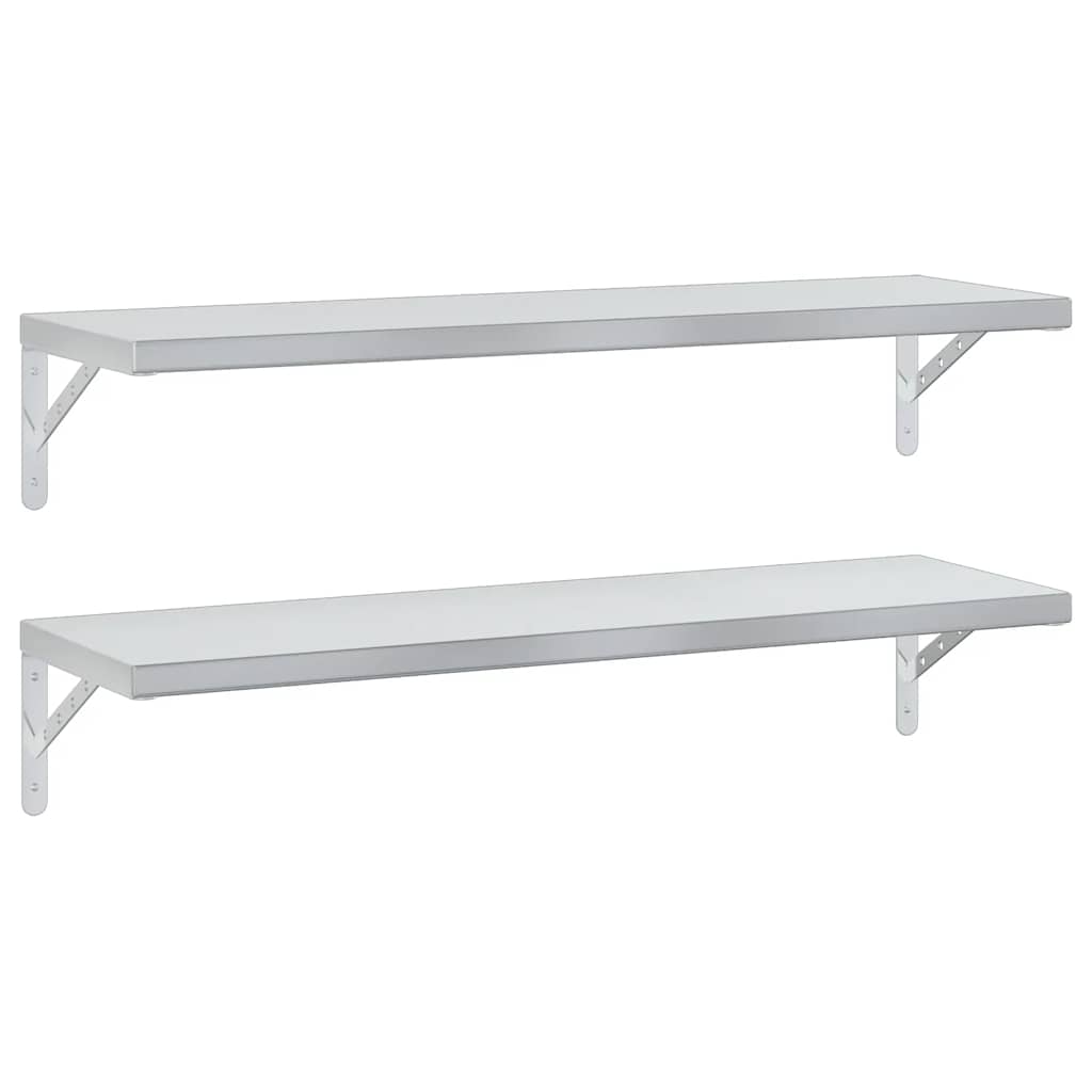 Vegghyller 2 stk 100x30 cm sølv rustfritt stål vidaXL
