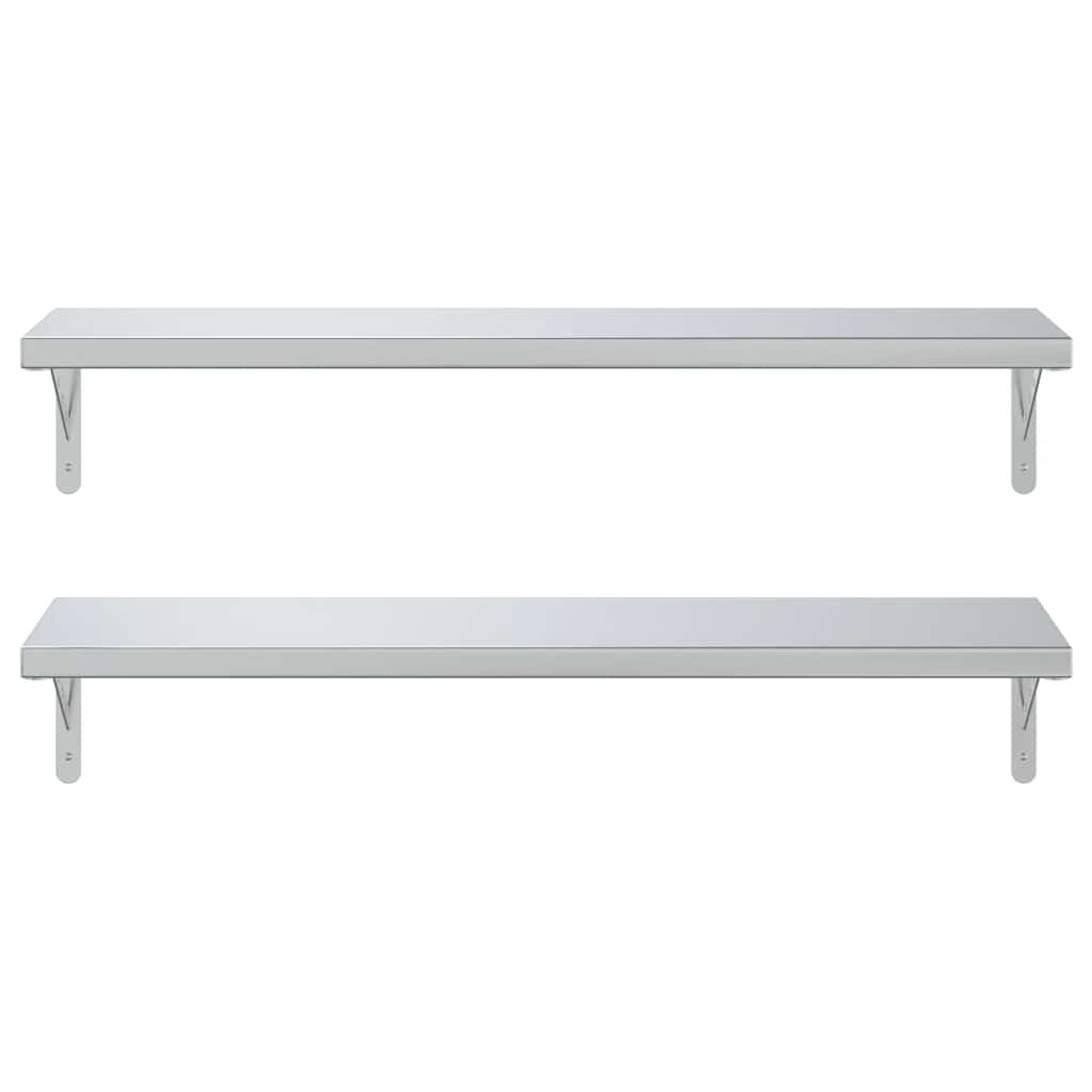 Vegghyller 2 stk 100x30 cm sølv rustfritt stål vidaXL