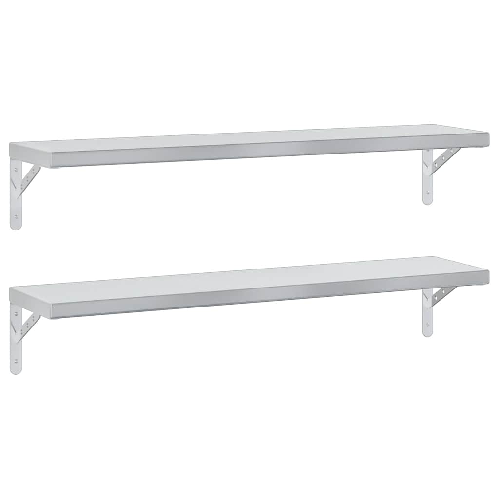 Vegghyller 2 stk 100x23,5 cm sølv rustfritt stål vidaXL