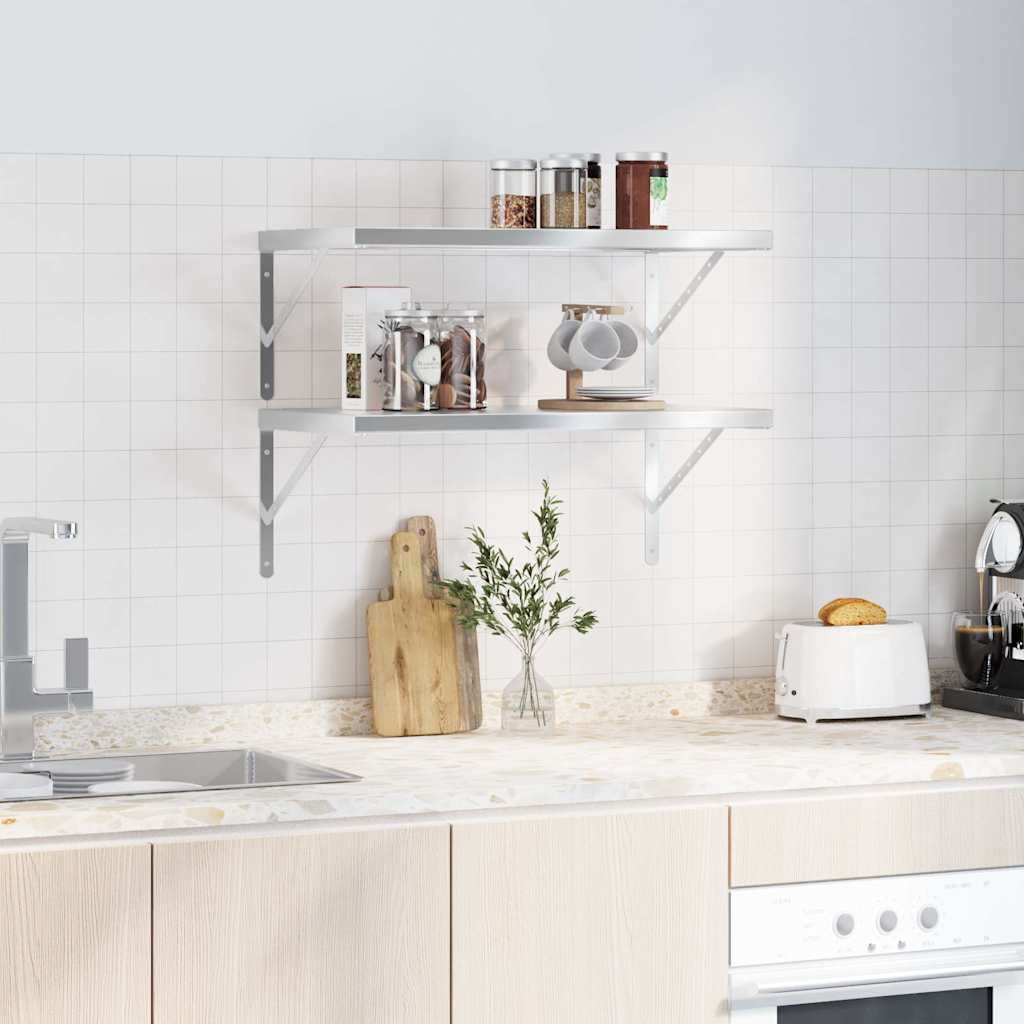 Vegghyller 2 stk 75x40 cm sølv rustfritt stål vidaXL