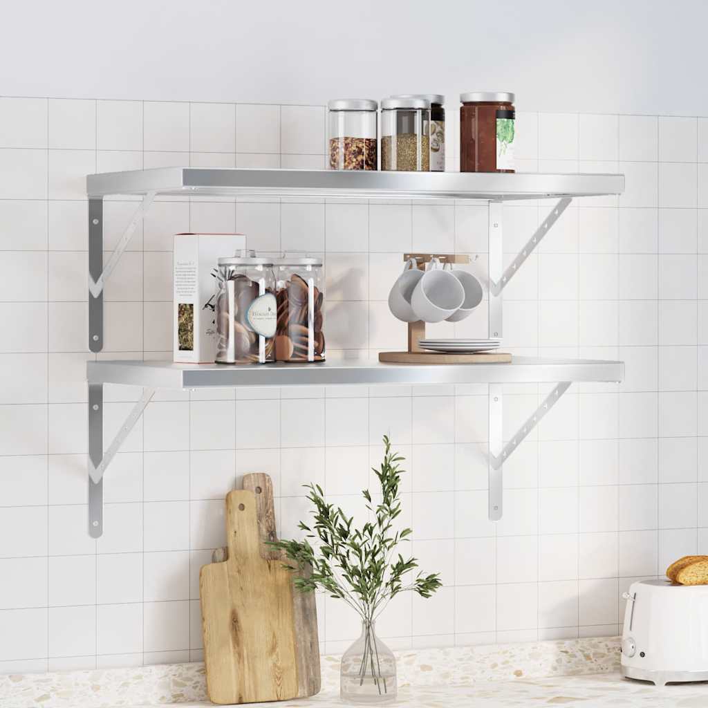 Vegghyller 2 stk 75x40 cm sølv rustfritt stål vidaXL