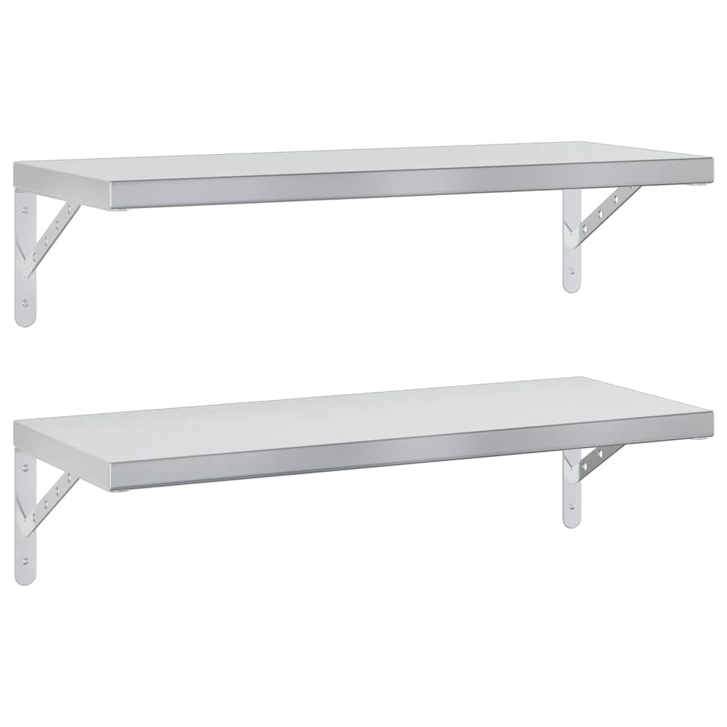 Vegghyller 2 stk 75x30 cm sølv rustfritt stål