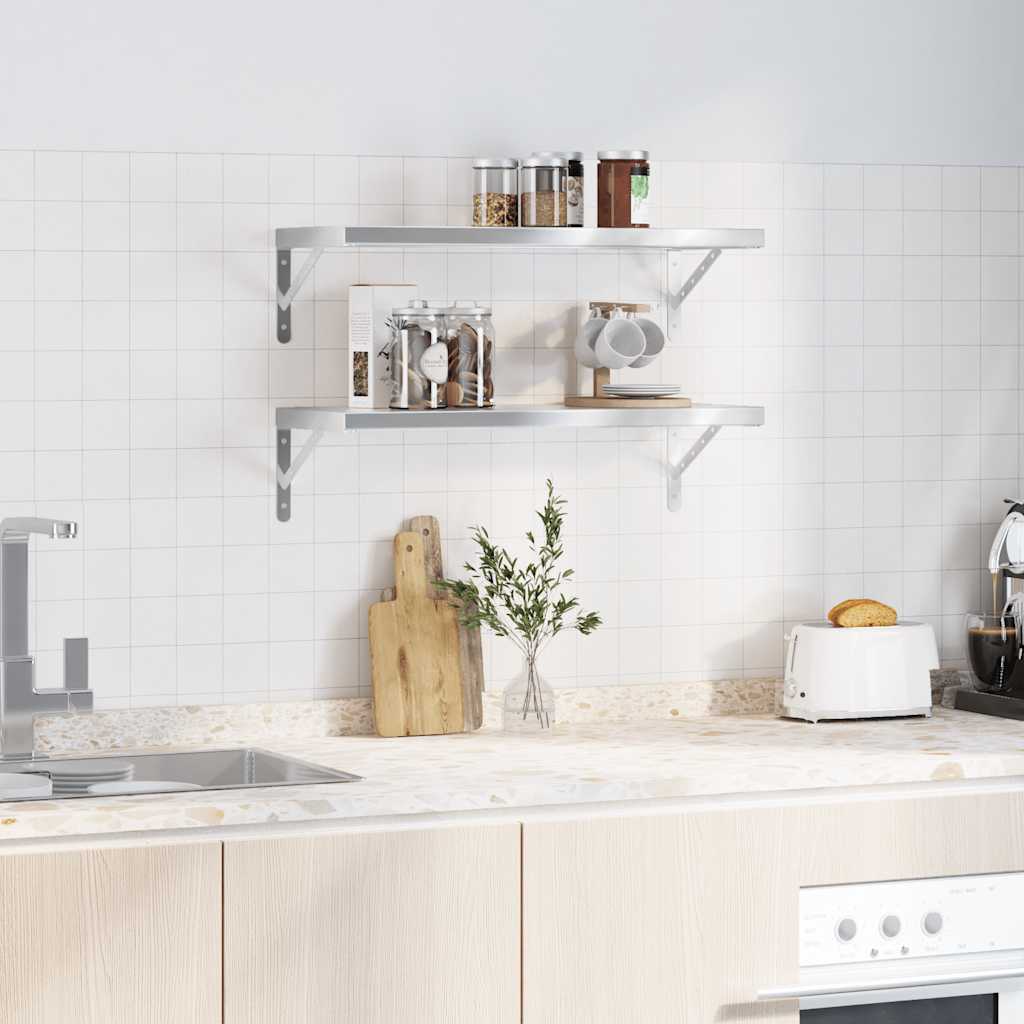 Vegghyller 2 stk 75x30 cm sølv rustfritt stål vidaXL