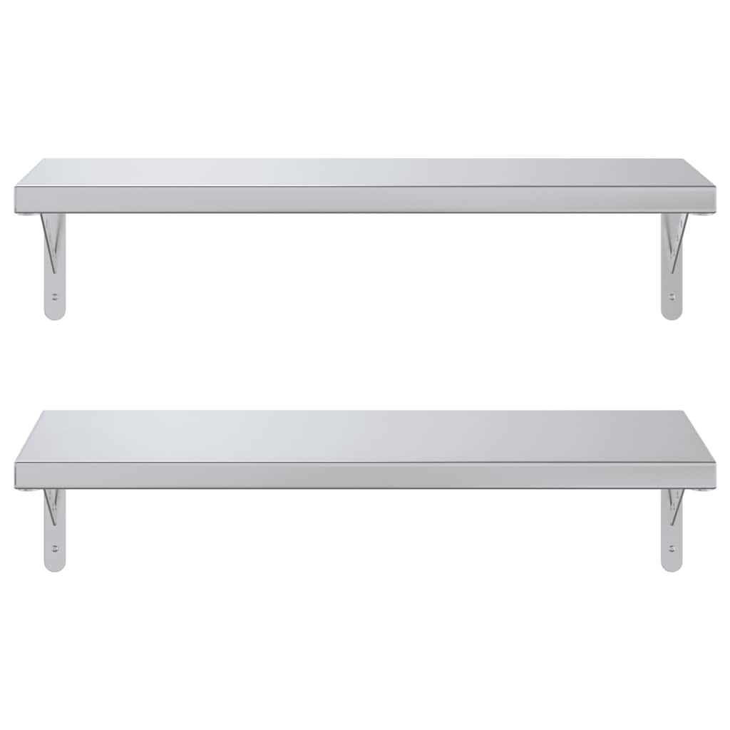 Vegghyller 2 stk 75x30 cm sølv rustfritt stål