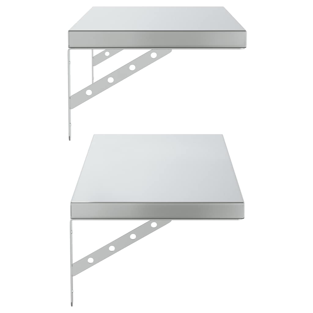 Vegghyller 2 stk 75x30 cm sølv rustfritt stål