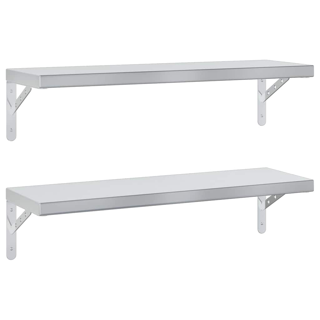 Vegghyller 2 stk 75x23,5 cm sølv rustfritt stål