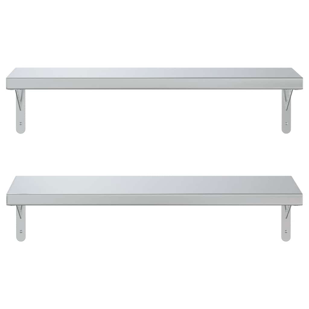 Vegghyller 2 stk 75x23,5 cm sølv rustfritt stål