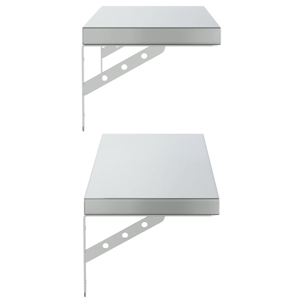 Vegghyller 2 stk 75x23,5 cm sølv rustfritt stål