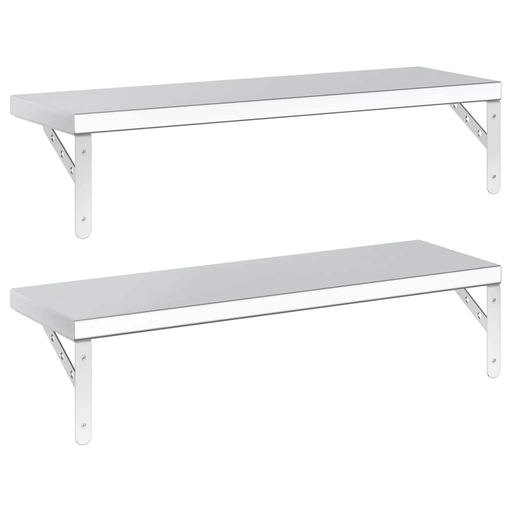 Vegghyller 2 stk 75x23,5 cm sølv rustfritt stål