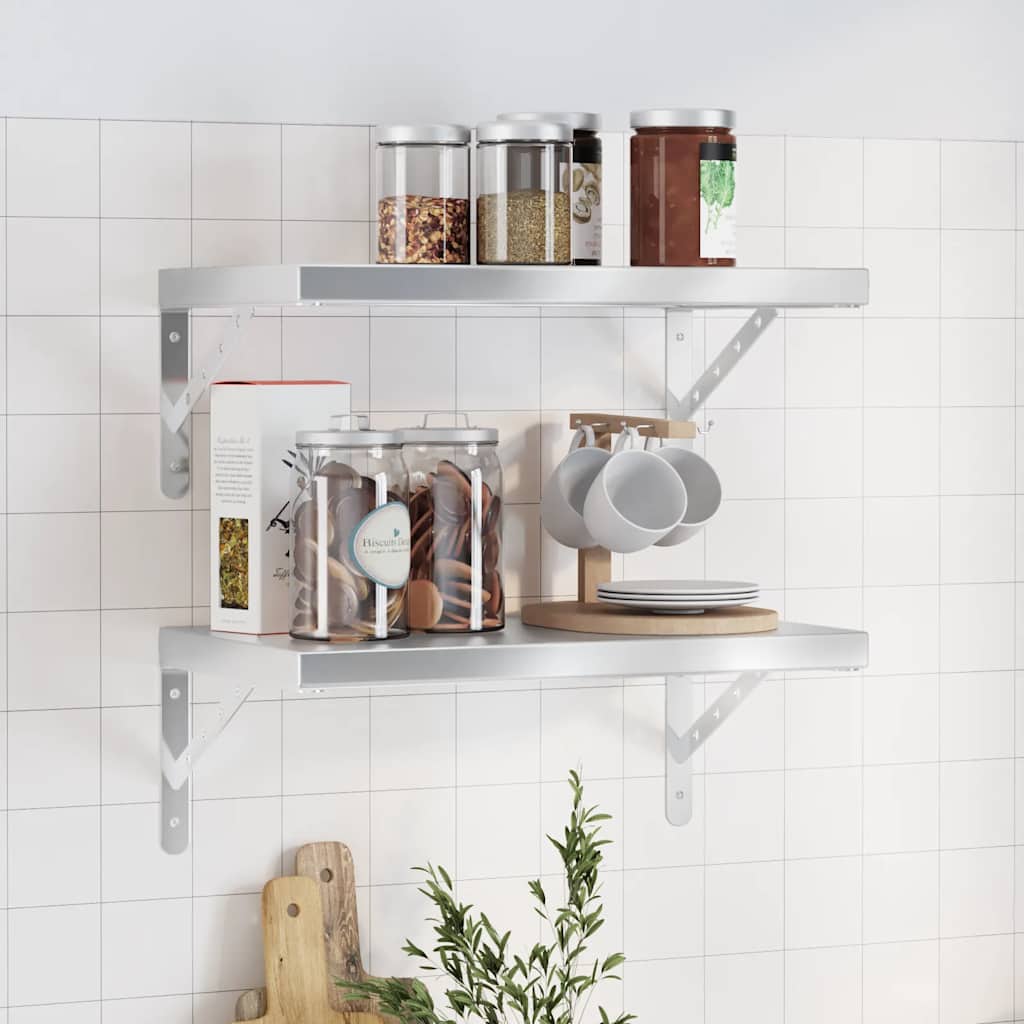 Vegghyller 2 stk 50x30 cm sølv rustfritt stål vidaXL