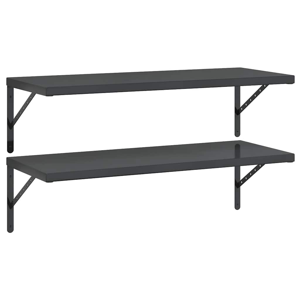 Vegghyller 2 stk 100x40 cm svart rustfritt stål
