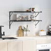 Vegghyller 2 stk 100x40 cm svart rustfritt stål