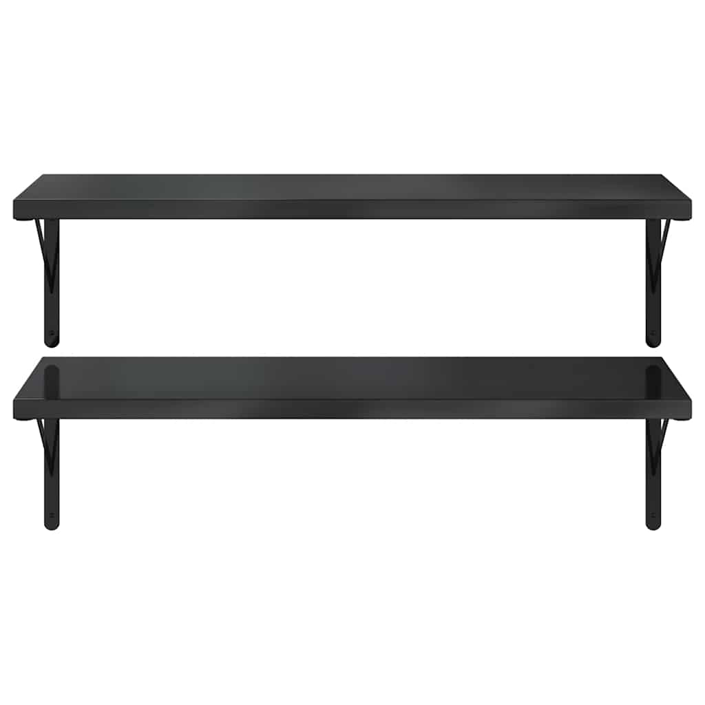 Vegghyller 2 stk 100x40 cm svart rustfritt stål