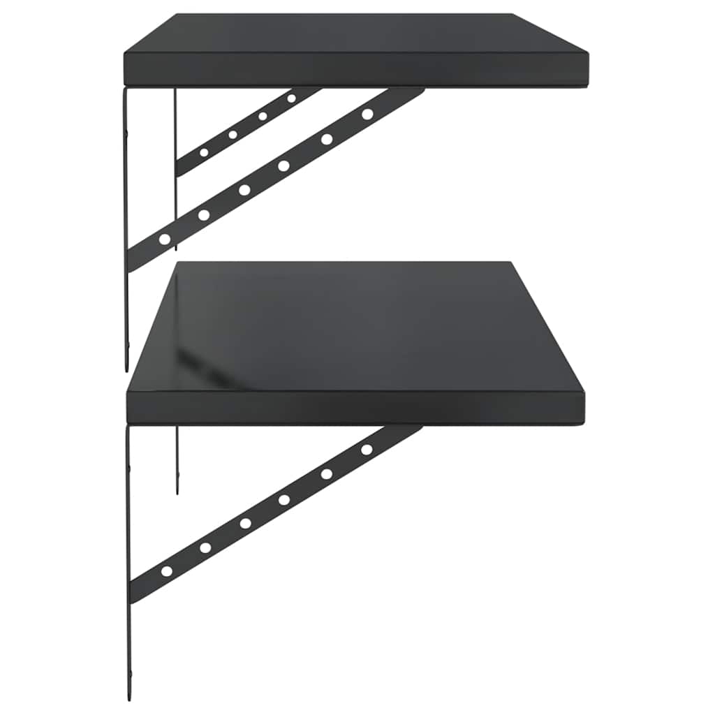 Vegghyller 2 stk 100x40 cm svart rustfritt stål