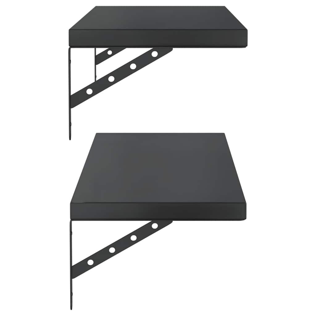 Vegghyller 2 stk 100x30 cm svart rustfritt stål