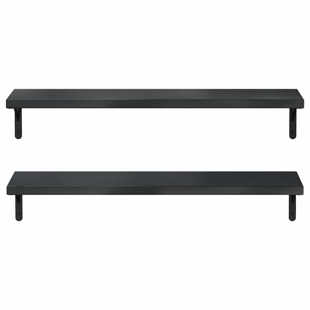 Vegghyller 2 stk 100x23,5 cm svart rustfritt stål
