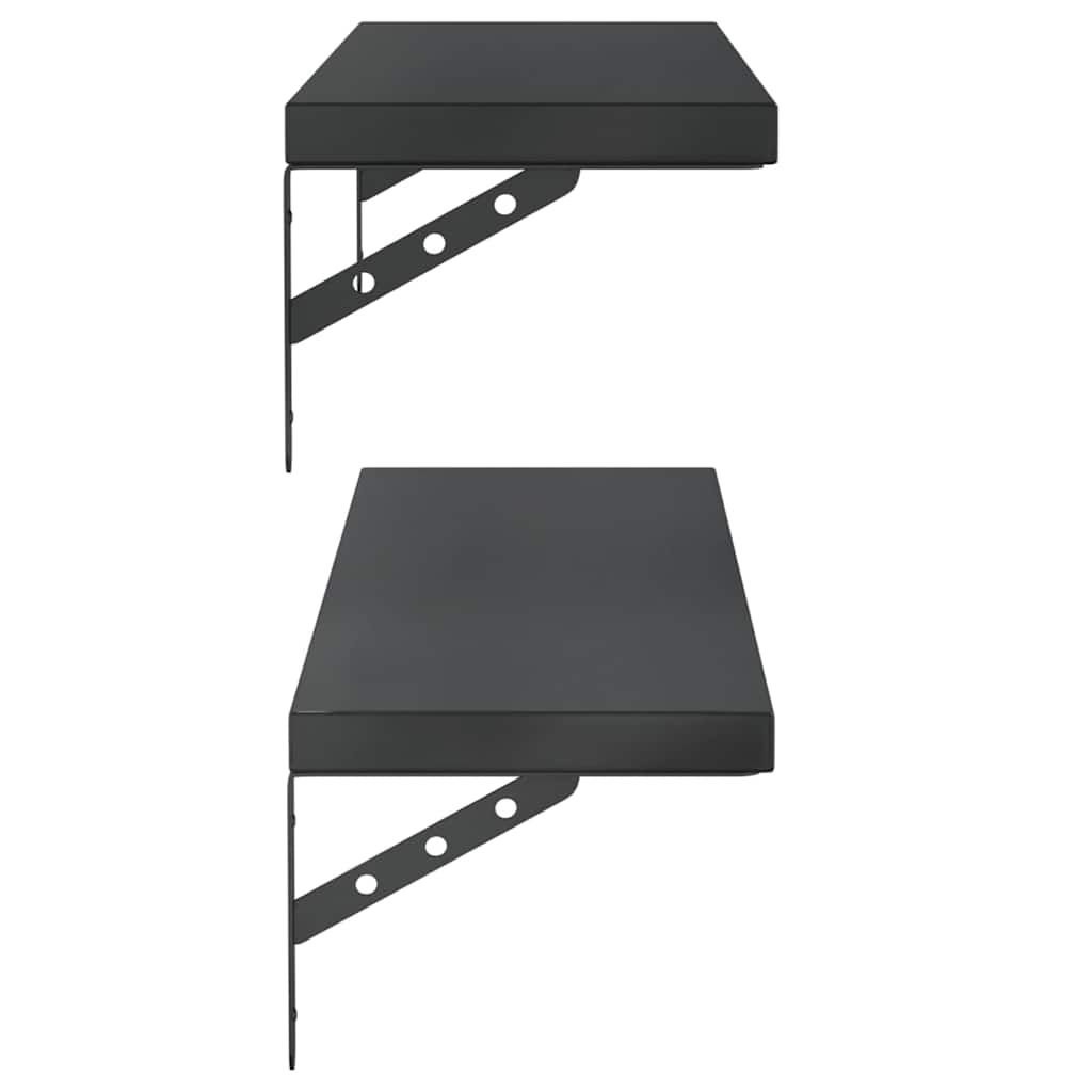 Vegghyller 2 stk 100x23,5 cm svart rustfritt stål