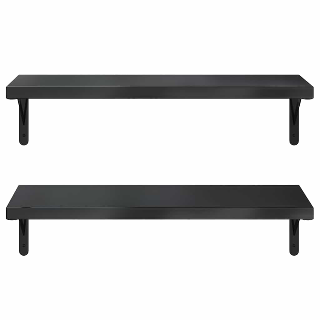 Vegghyller 2 stk 75x30 cm svart rustfritt stål