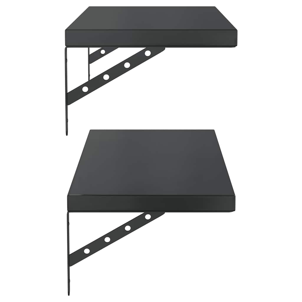 Vegghyller 2 stk 75x30 cm svart rustfritt stål
