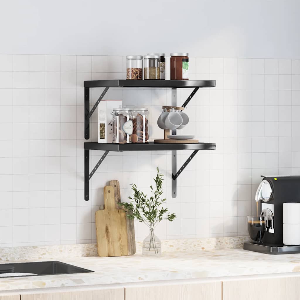 Vegghyller 2 stk 50x40 cm svart rustfritt stål