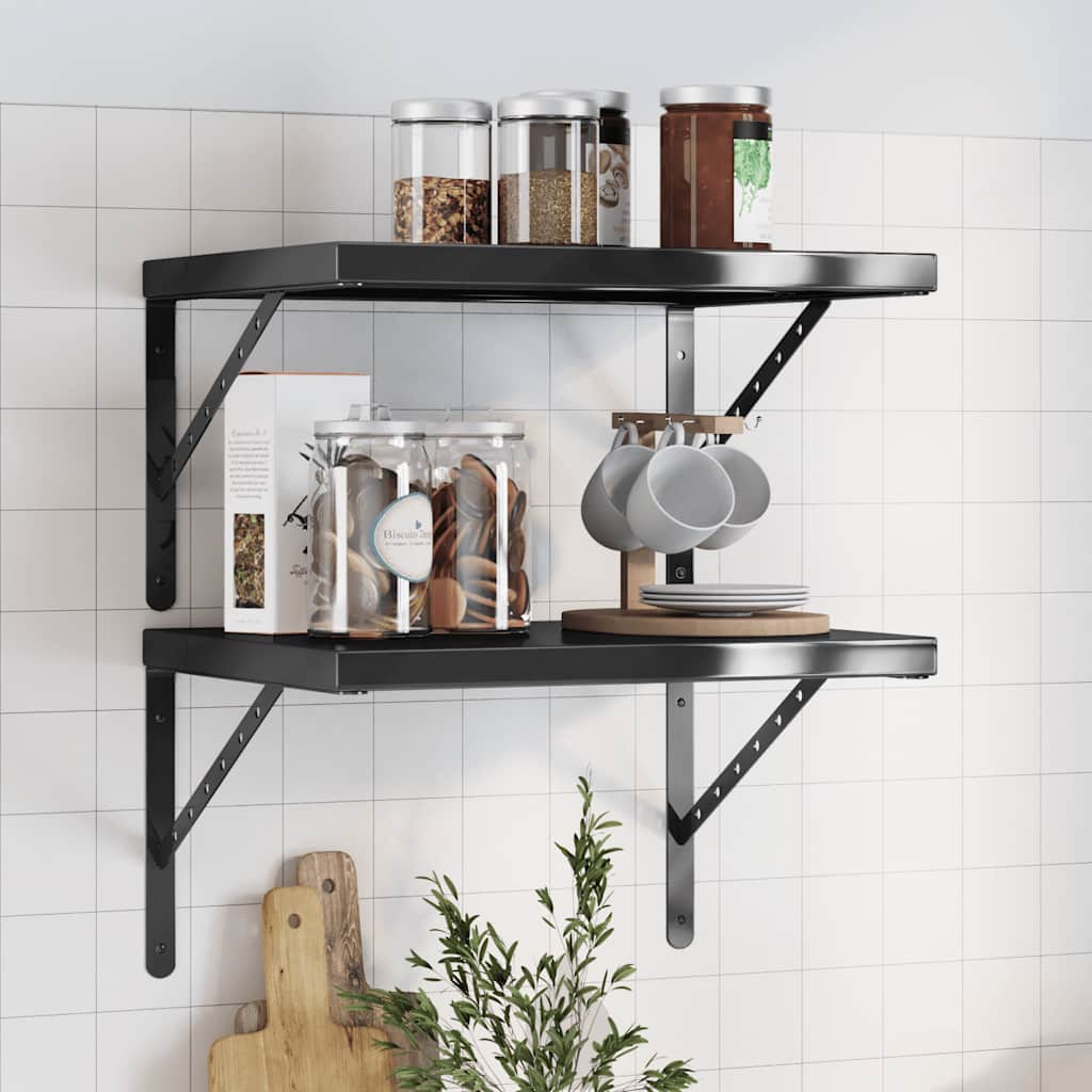 Vegghyller 2 stk 50x40 cm svart rustfritt stål