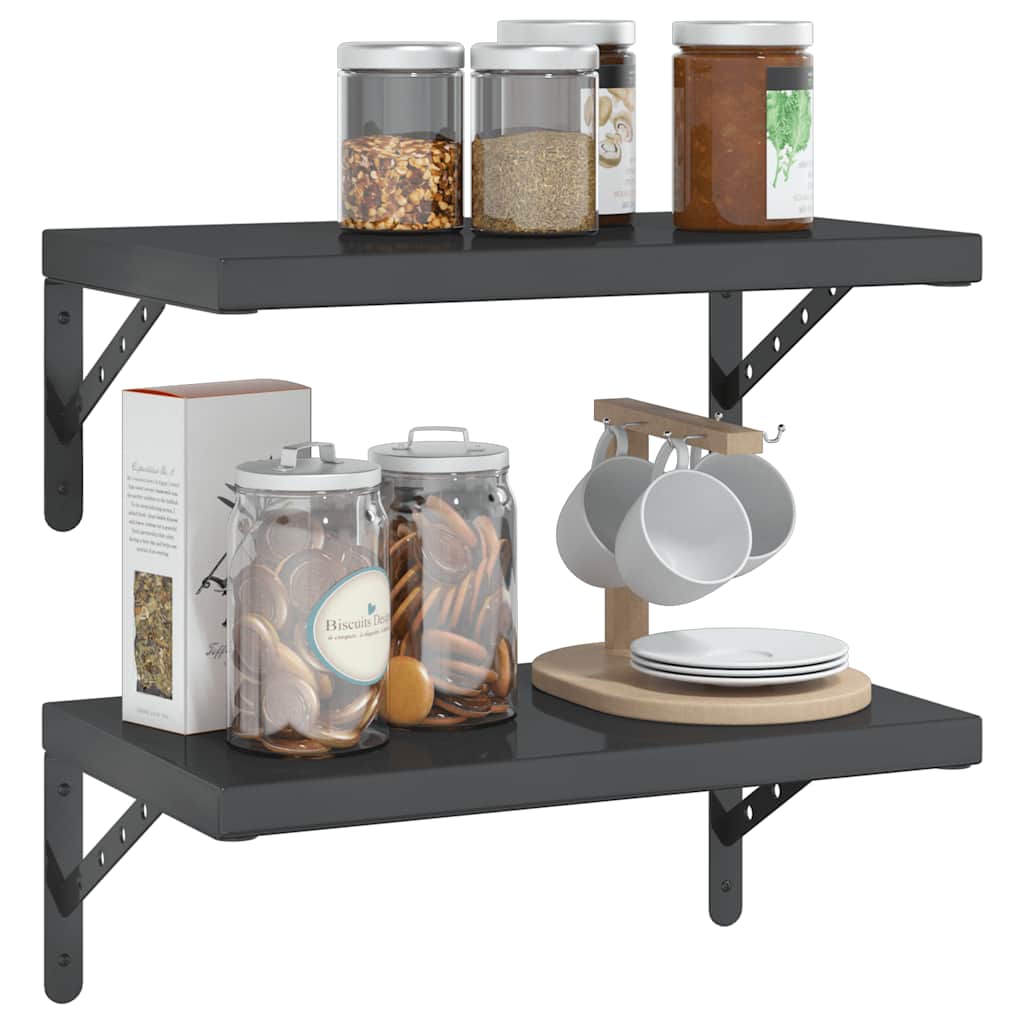 Vegghyller 2 stk 50x30 cm svart rustfritt stål