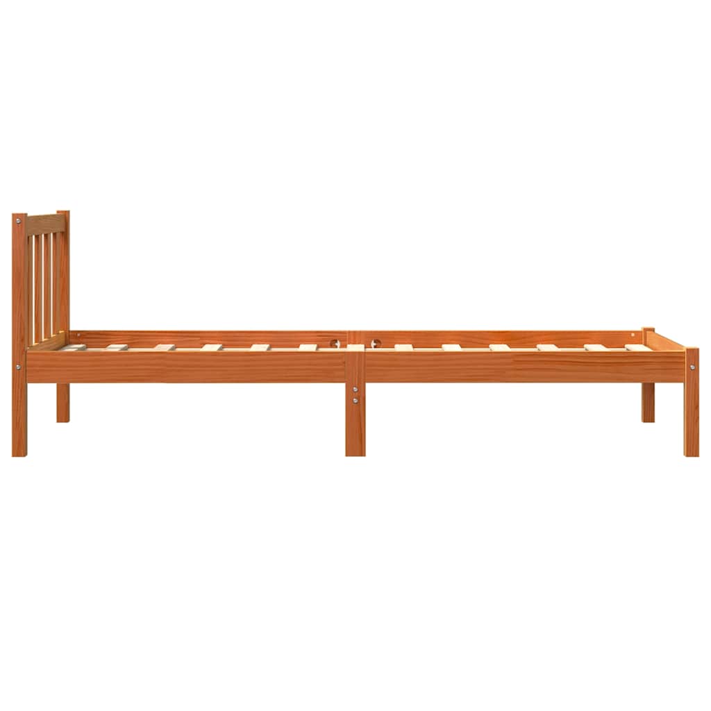 Sengeramme uten madrass voksbrun 100x200 cm heltre furu