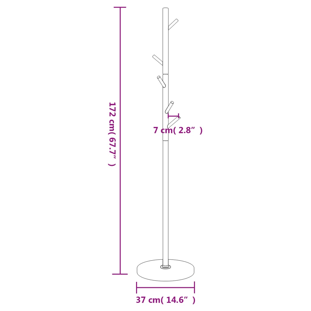 Stumtjener svart 172 cm pulverlakkert jern