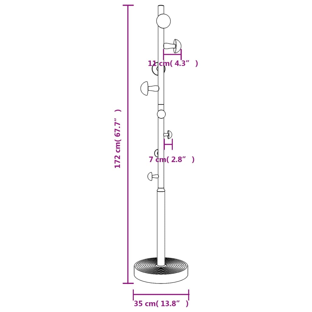 Stumtjener rosa 172 cm pulverlakkert jern