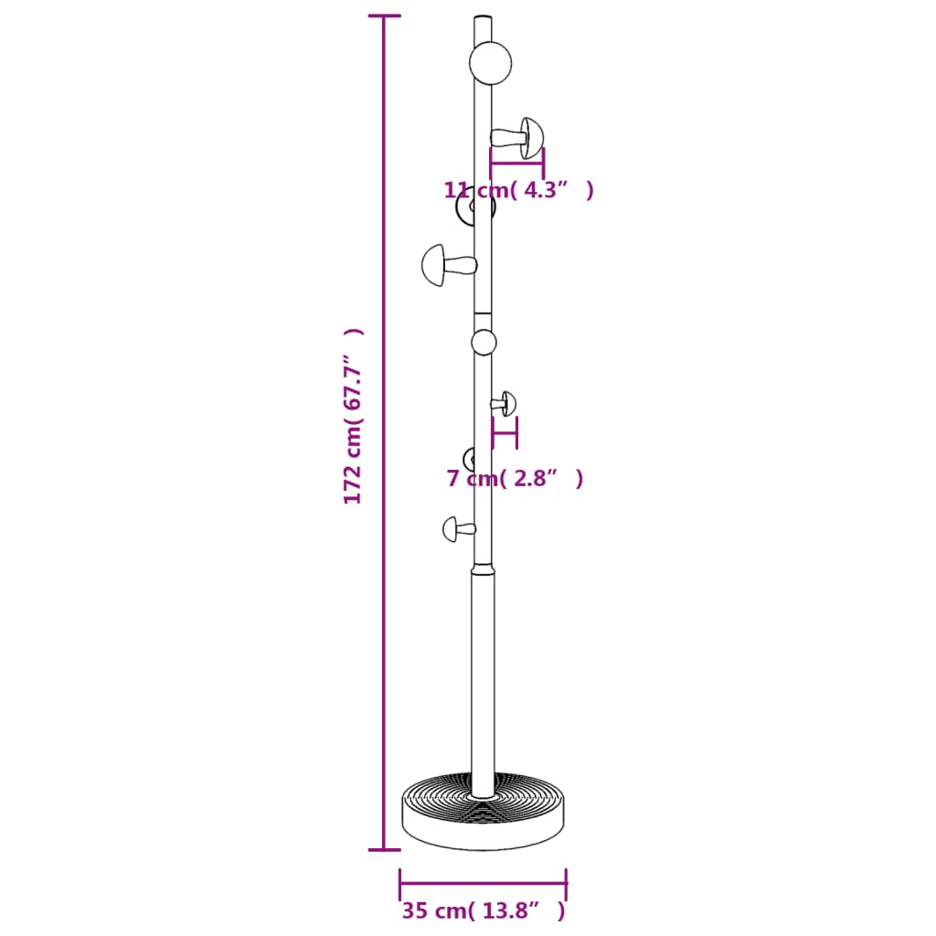 Stumtjener blå 172 cm pulverlakkert jern