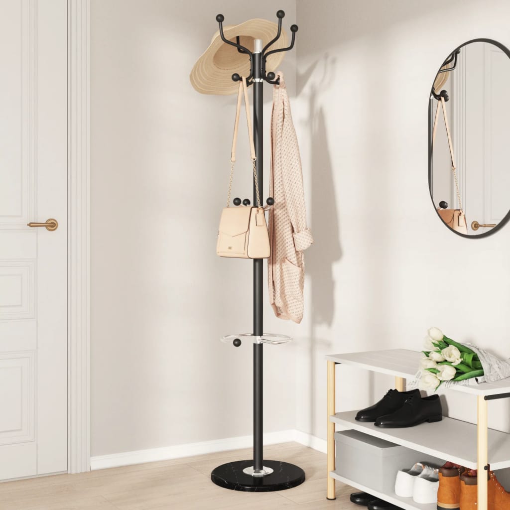Stumtjener med paraplyholder svart 180 cm pulverlakkert jern