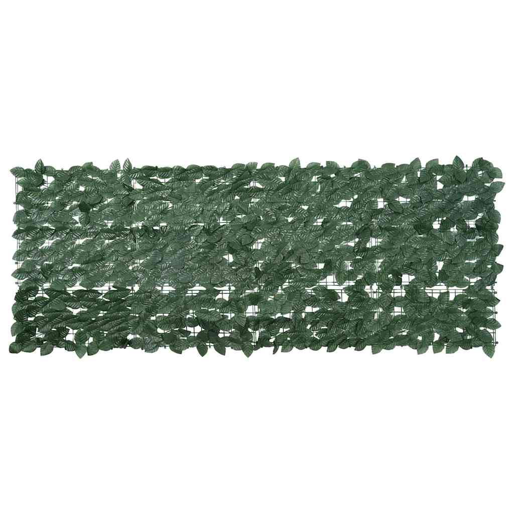 Balkongskjerm med mørkegrønne blader 200x75 cm