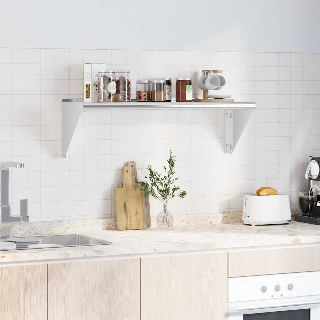 Vegghylle 100x30x31 cm sølv rustfritt stål