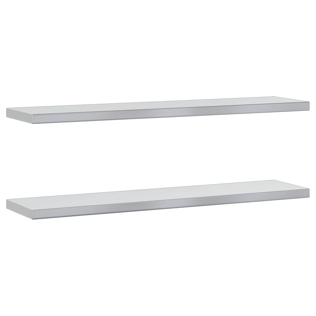 Vegghyller 2 stk 100x23,5x3 cm sølv rustfritt stål