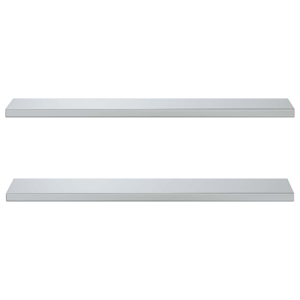 Vegghyller 2 stk 100x23,5x3 cm sølv rustfritt stål