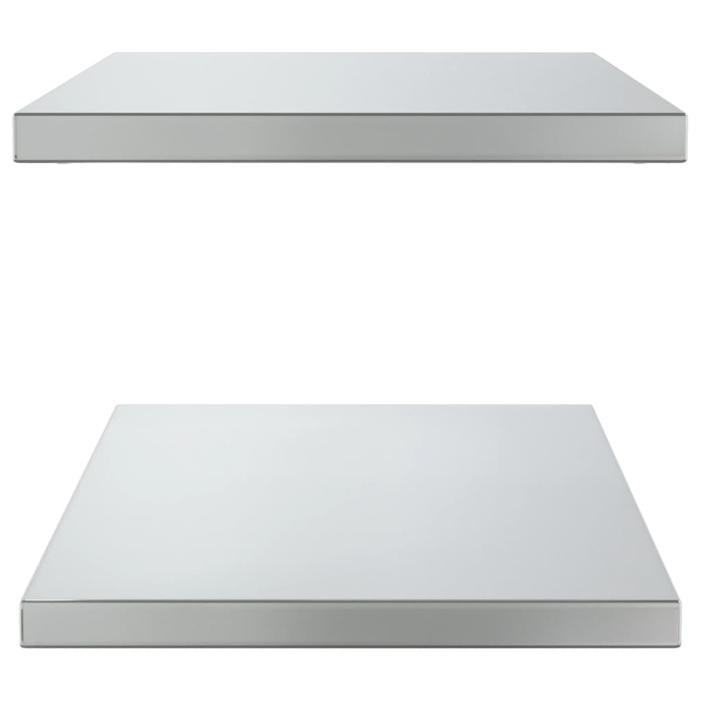 Vegghyller 2 stk 75x40x3 cm sølv rustfritt stål