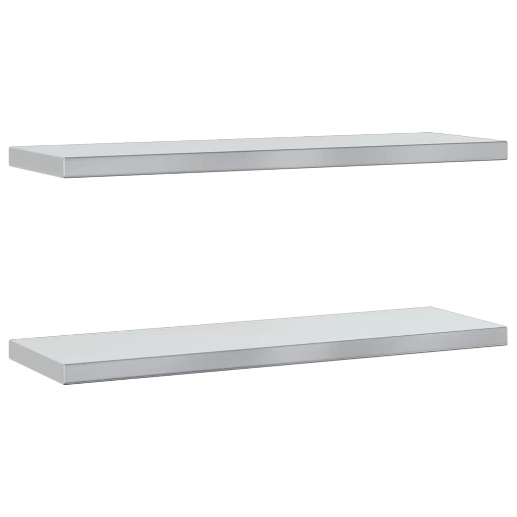 Vegghyller 2 stk 75x23,5x3 cm sølv rustfritt stål