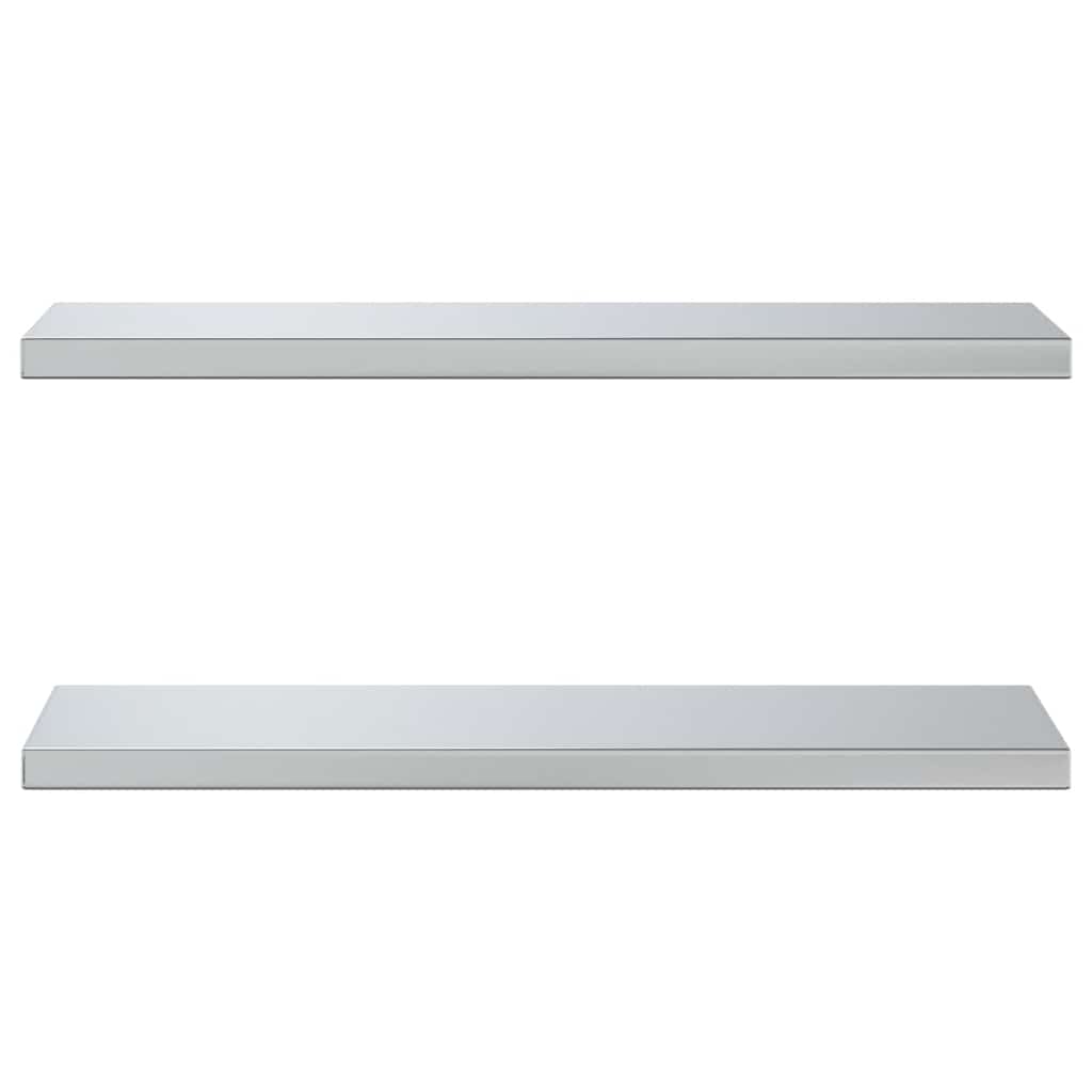 Vegghyller 2 stk 75x23,5x3 cm sølv rustfritt stål