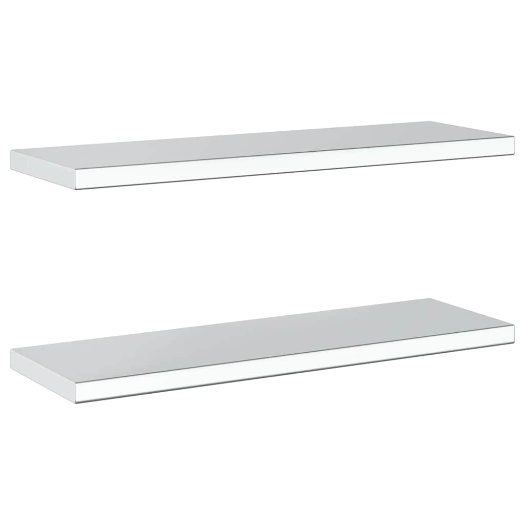 Vegghyller 2 stk 75x23,5x3 cm sølv rustfritt stål